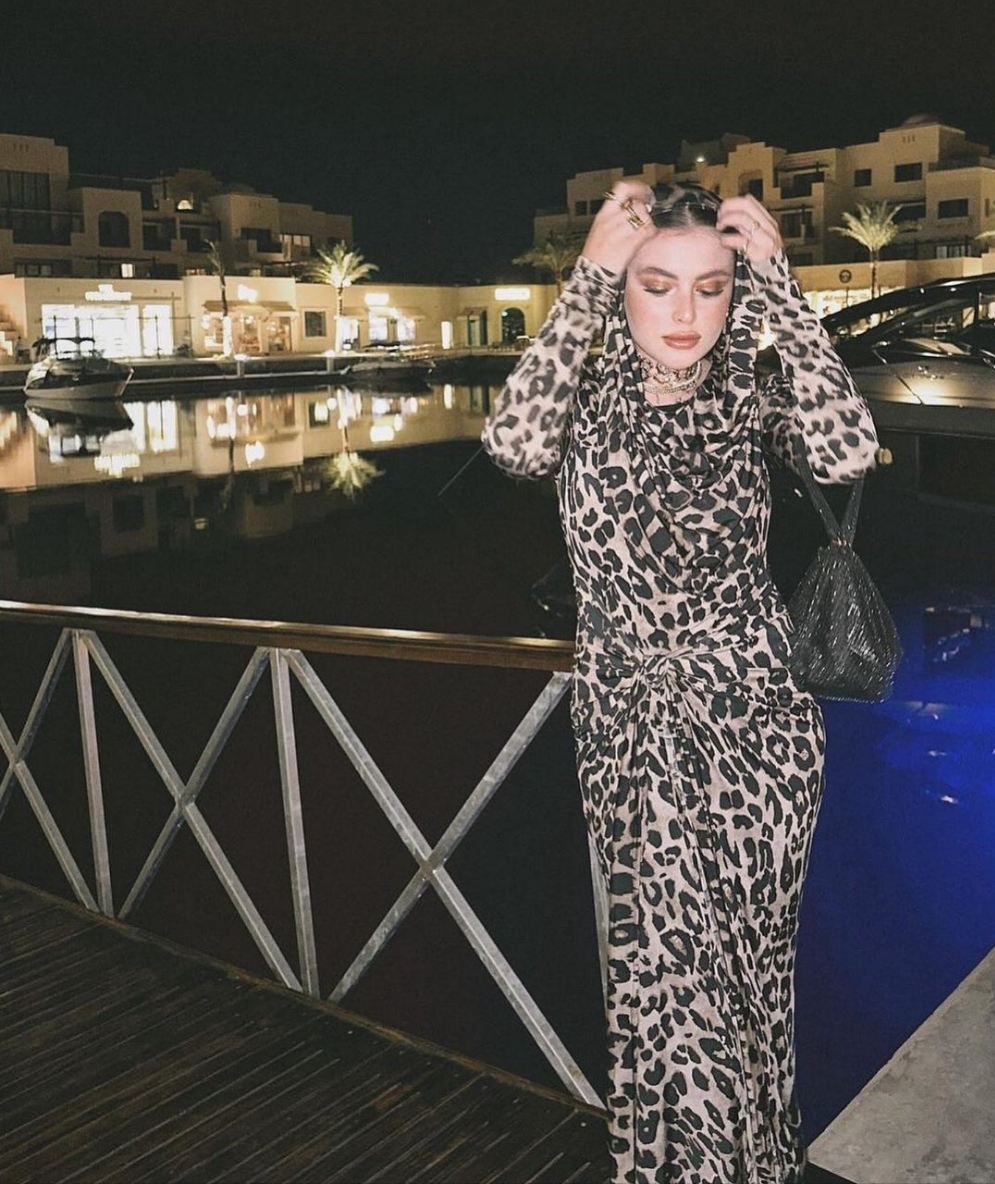 Cheetah maxi hooded dress