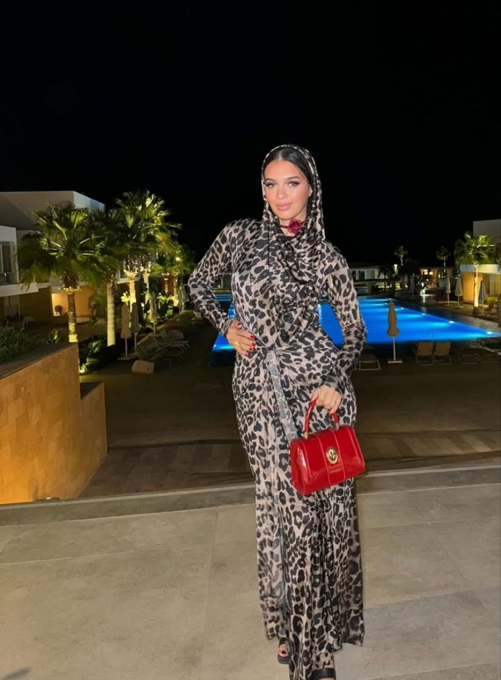 Cheetah maxi hooded dress