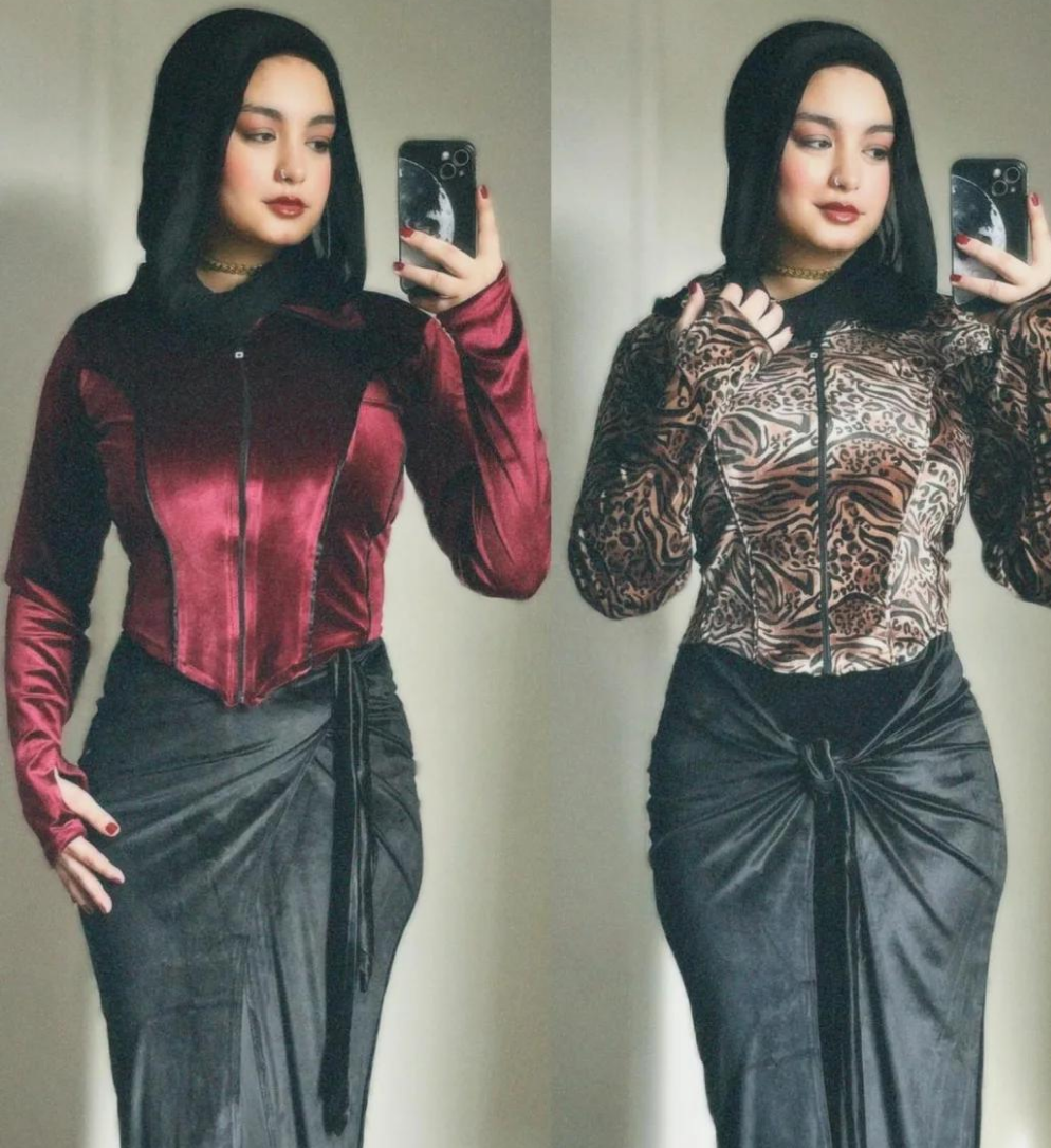 Velvet v corset top