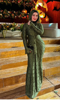 Emerald Lace Hooded Dress