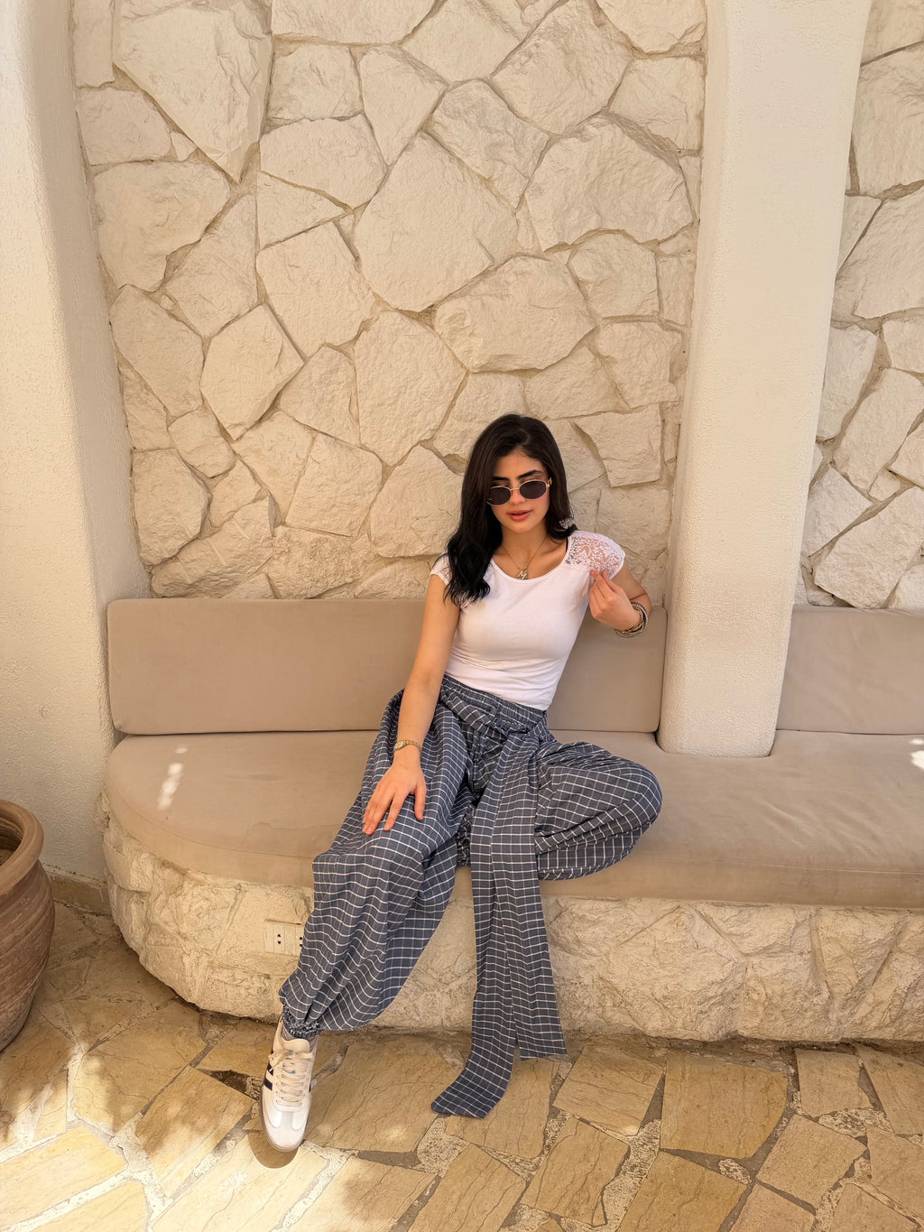 Balloon blue checkmate pants
