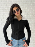 Leen White Collar Top