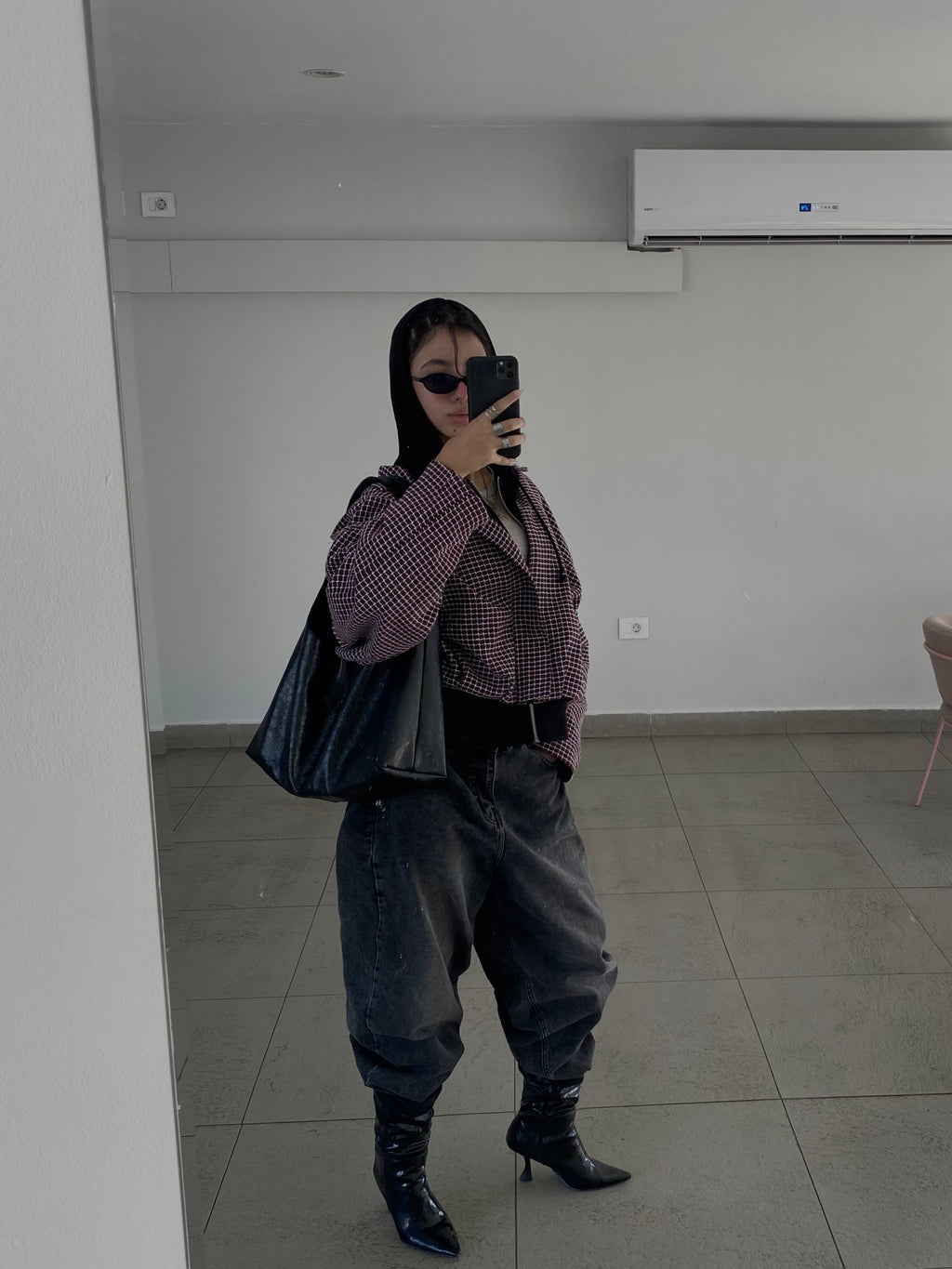 Boxy checkered shirt
