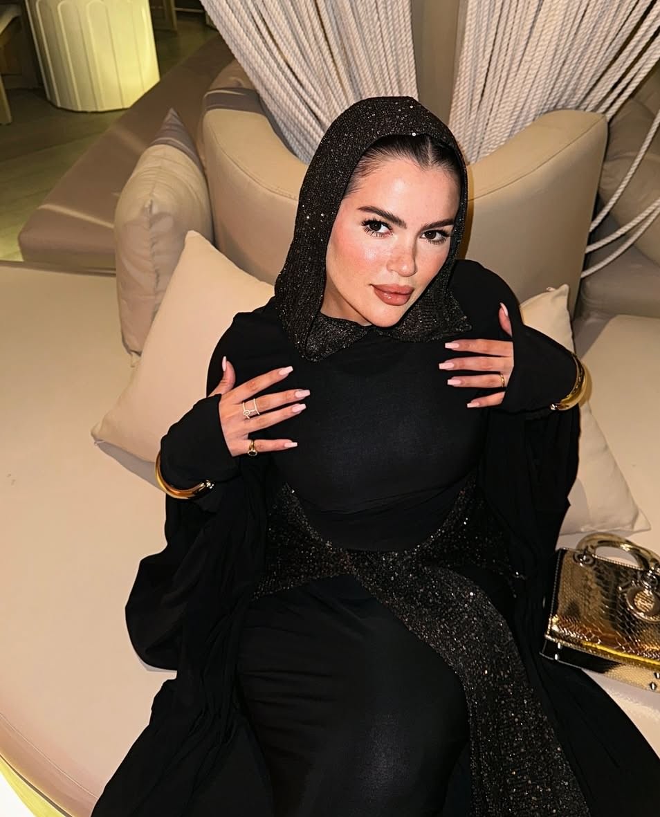 blingy hooded dress in black