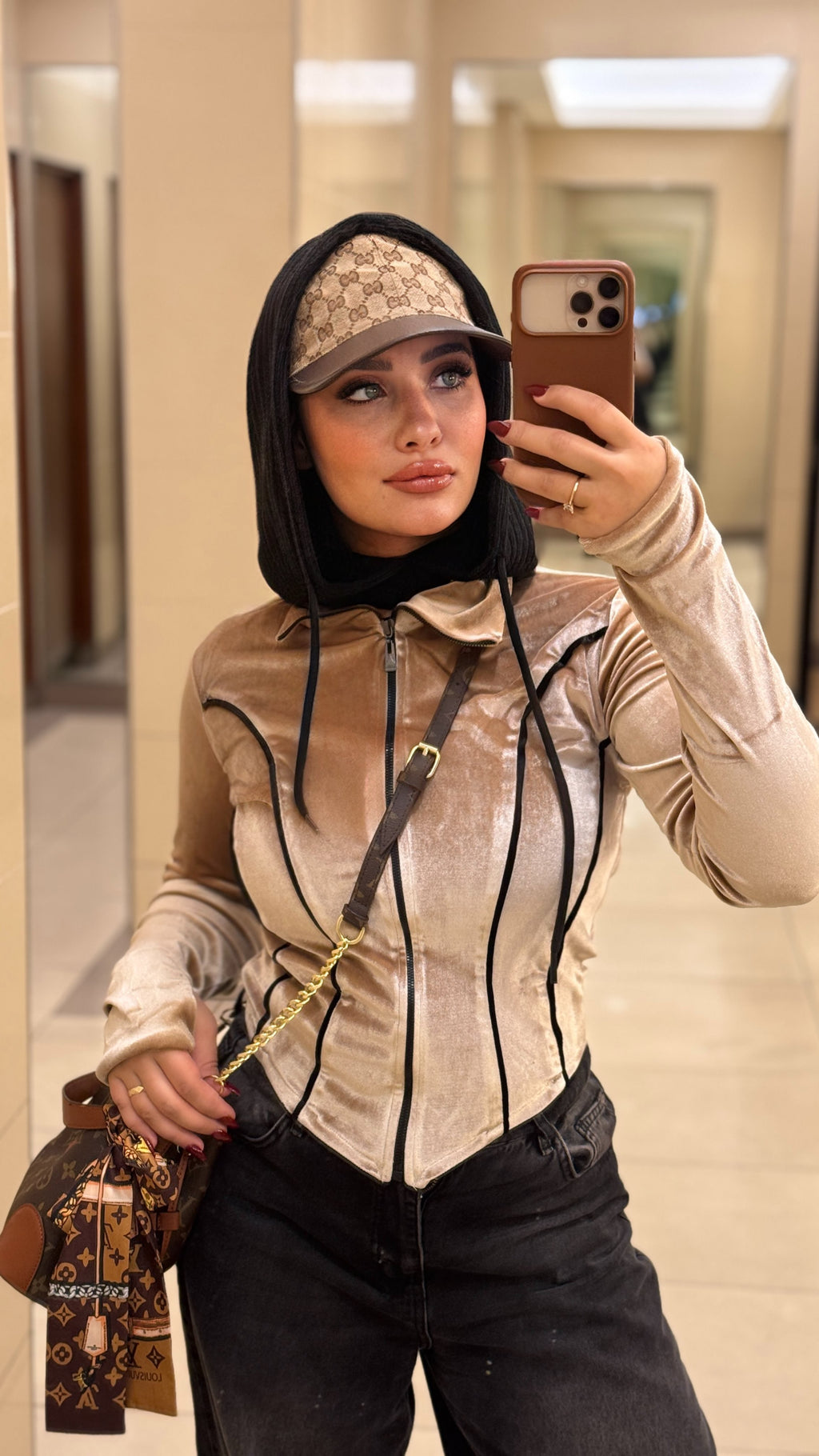Velvet v corset top