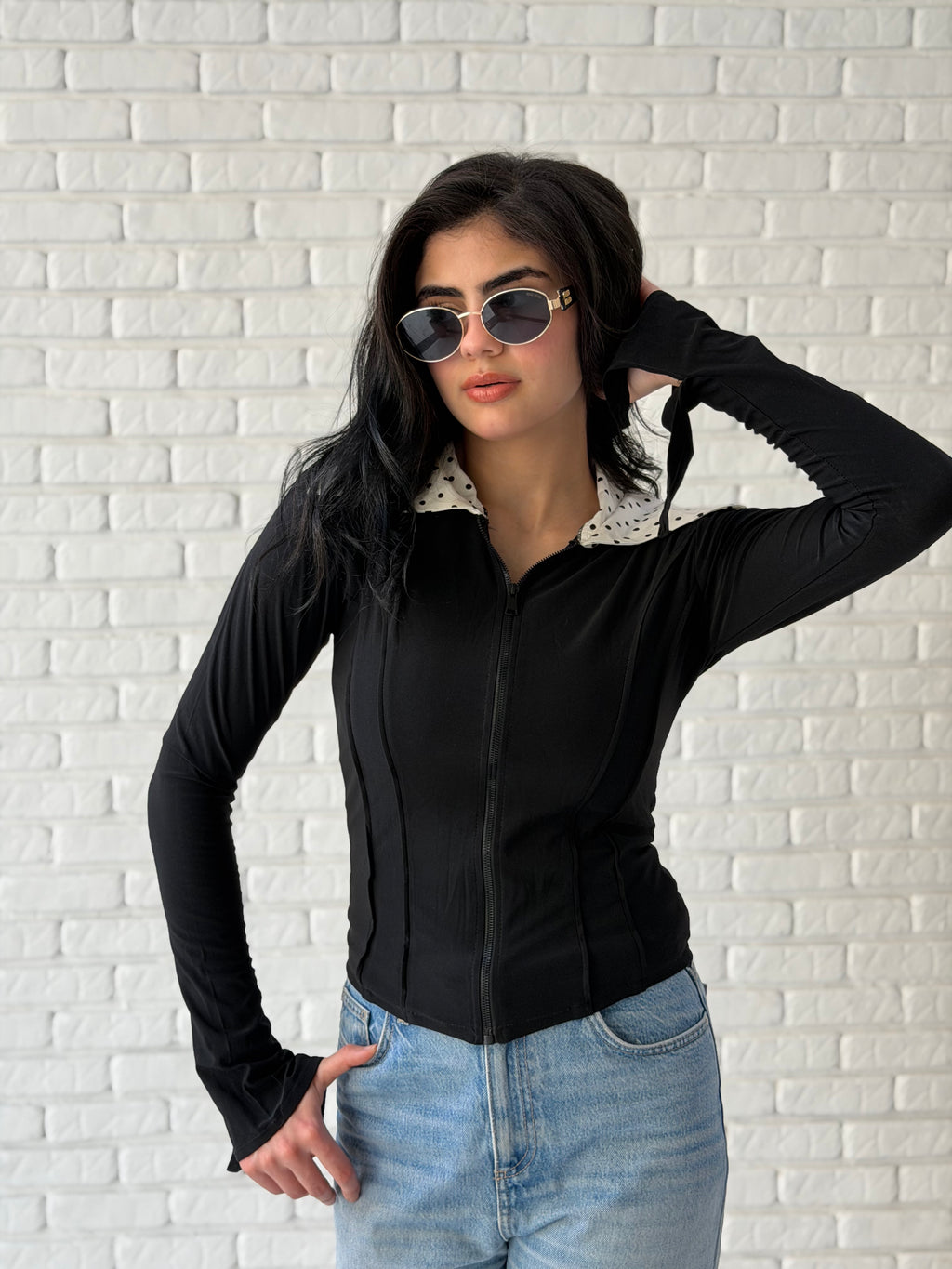 Leen White Collar Top