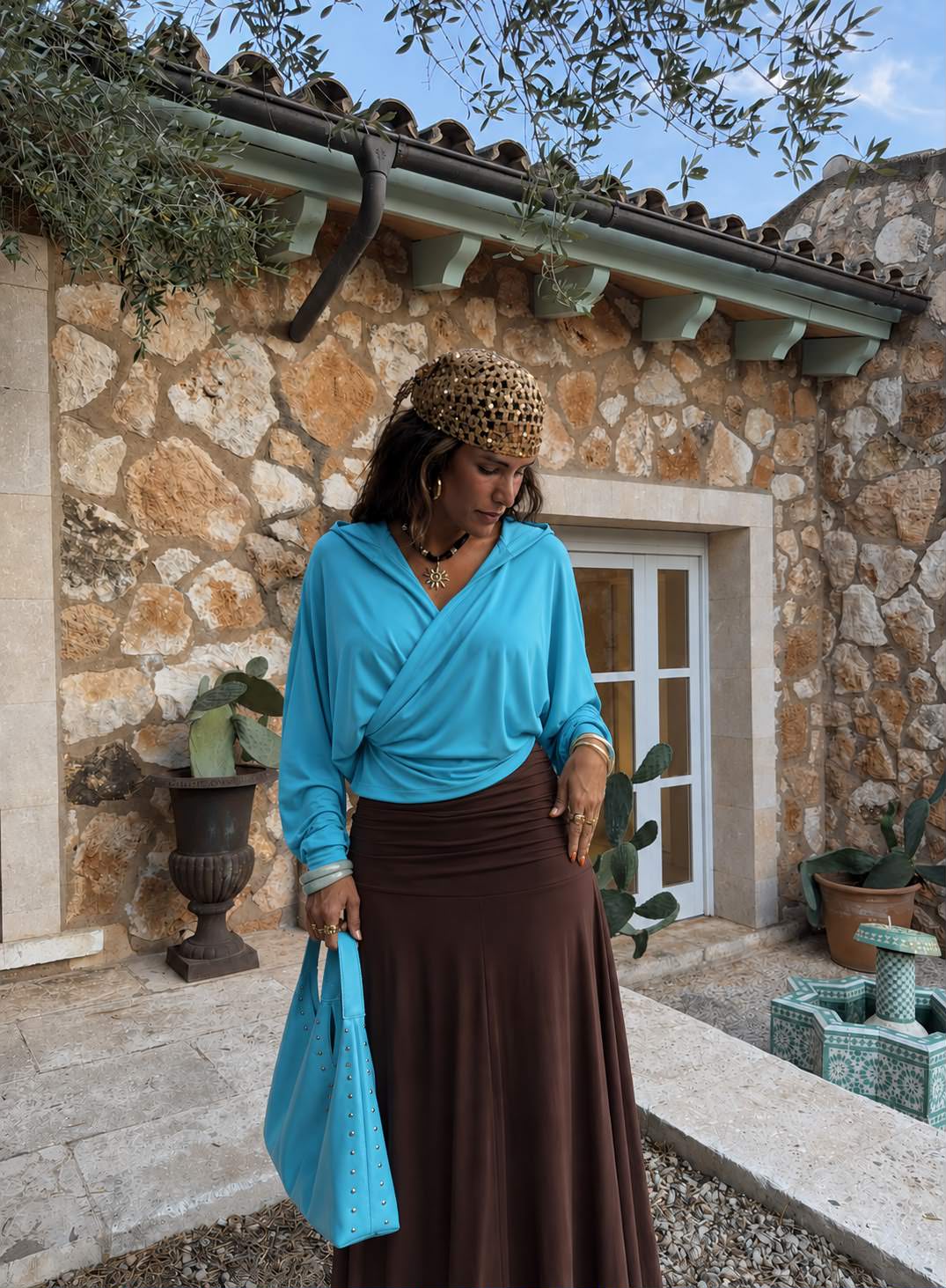 Hooded Top in Turquoise