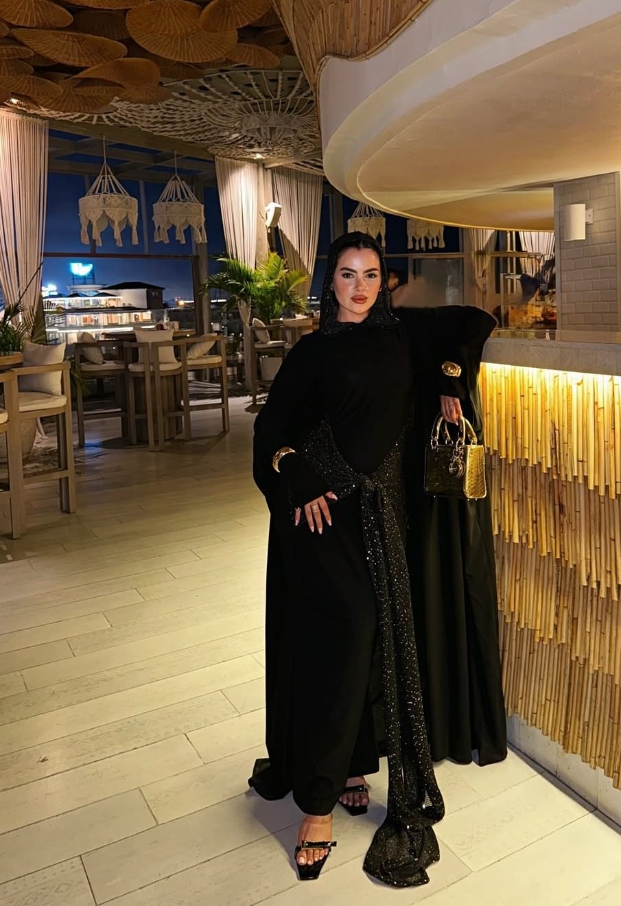 blingy hooded dress in black