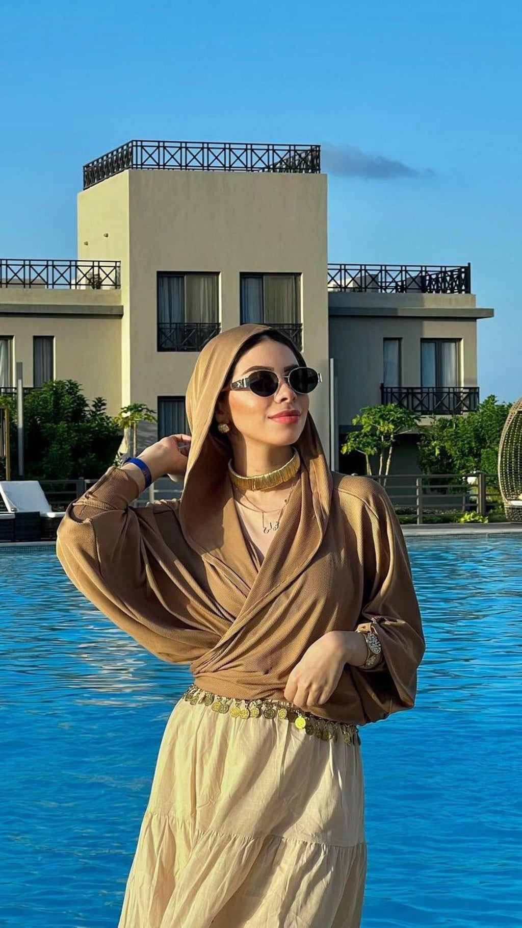Hooded Striped Ribbed Top