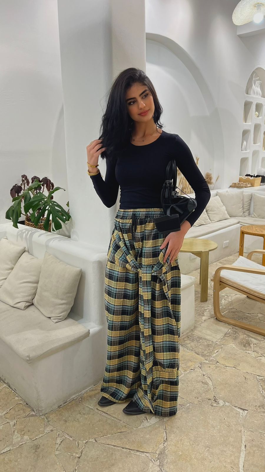 Carreaux Wrap Wide-Leg Pants