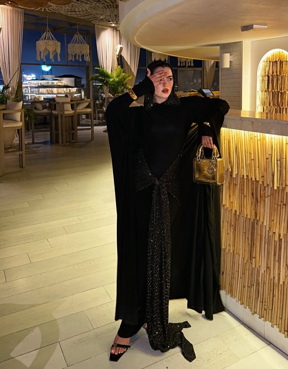 blingy hooded dress in black
