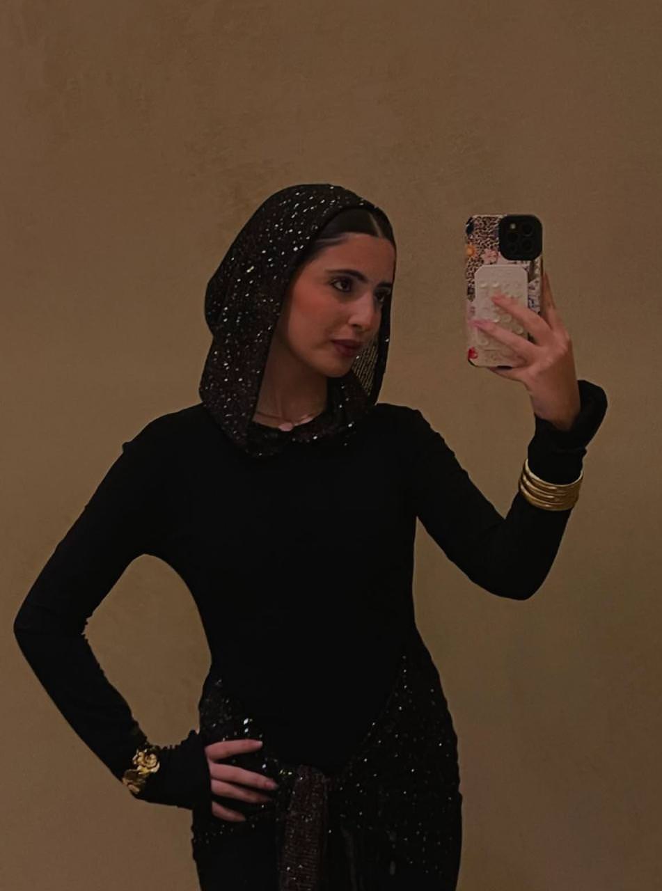 blingy hooded dress in black