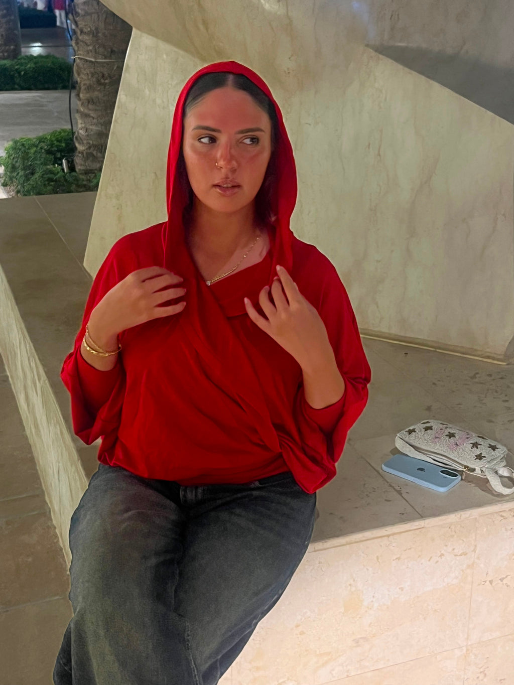 Hooded Top in Red