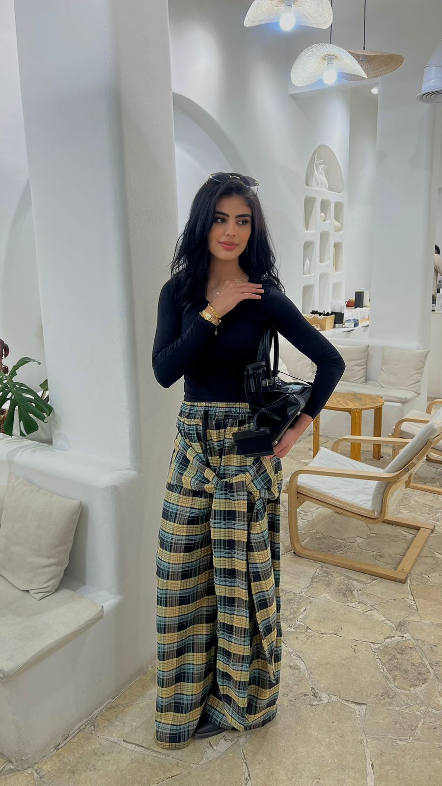 Carreaux Wrap Wide-Leg Pants