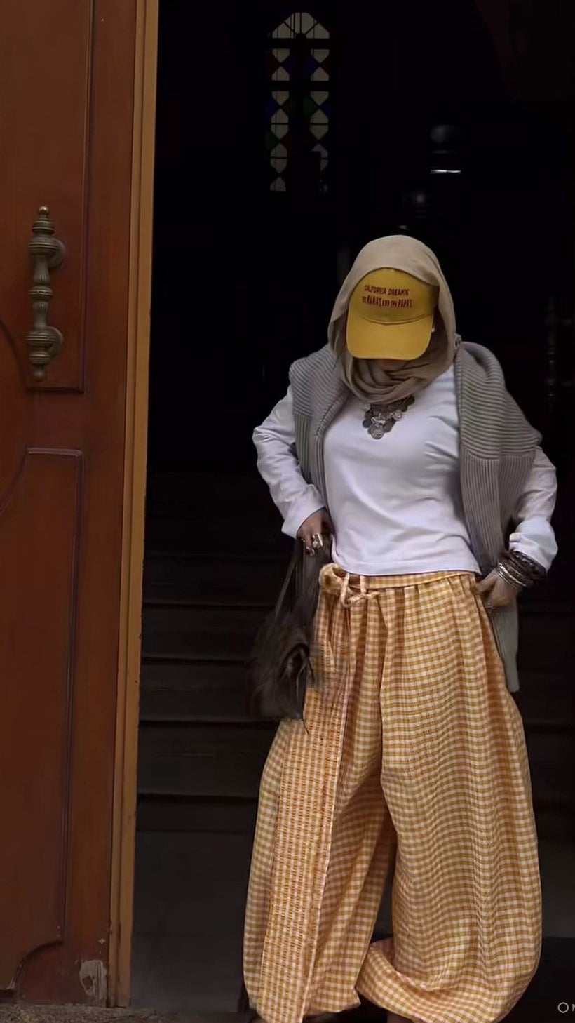 Balloon yellow checkmate pants