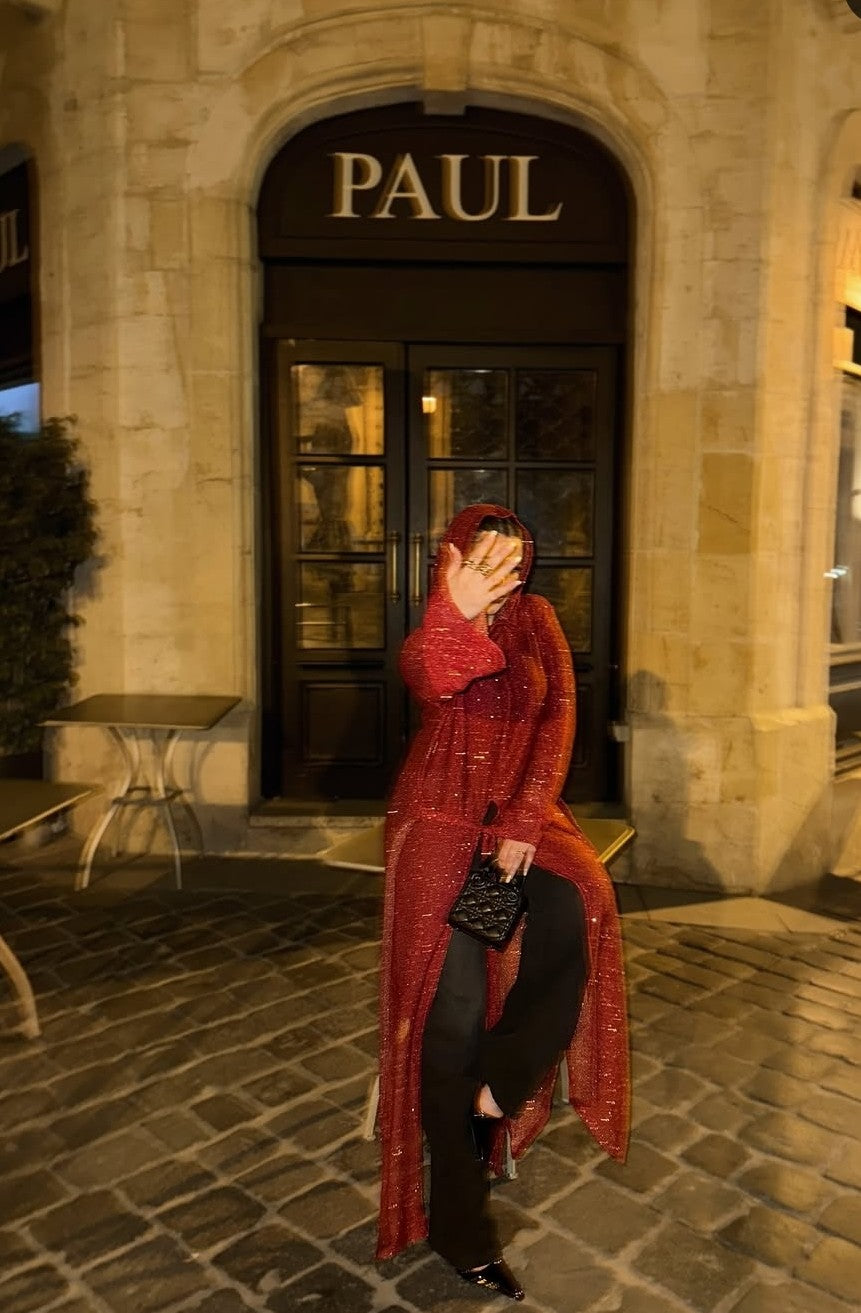 Red glittery maxi top