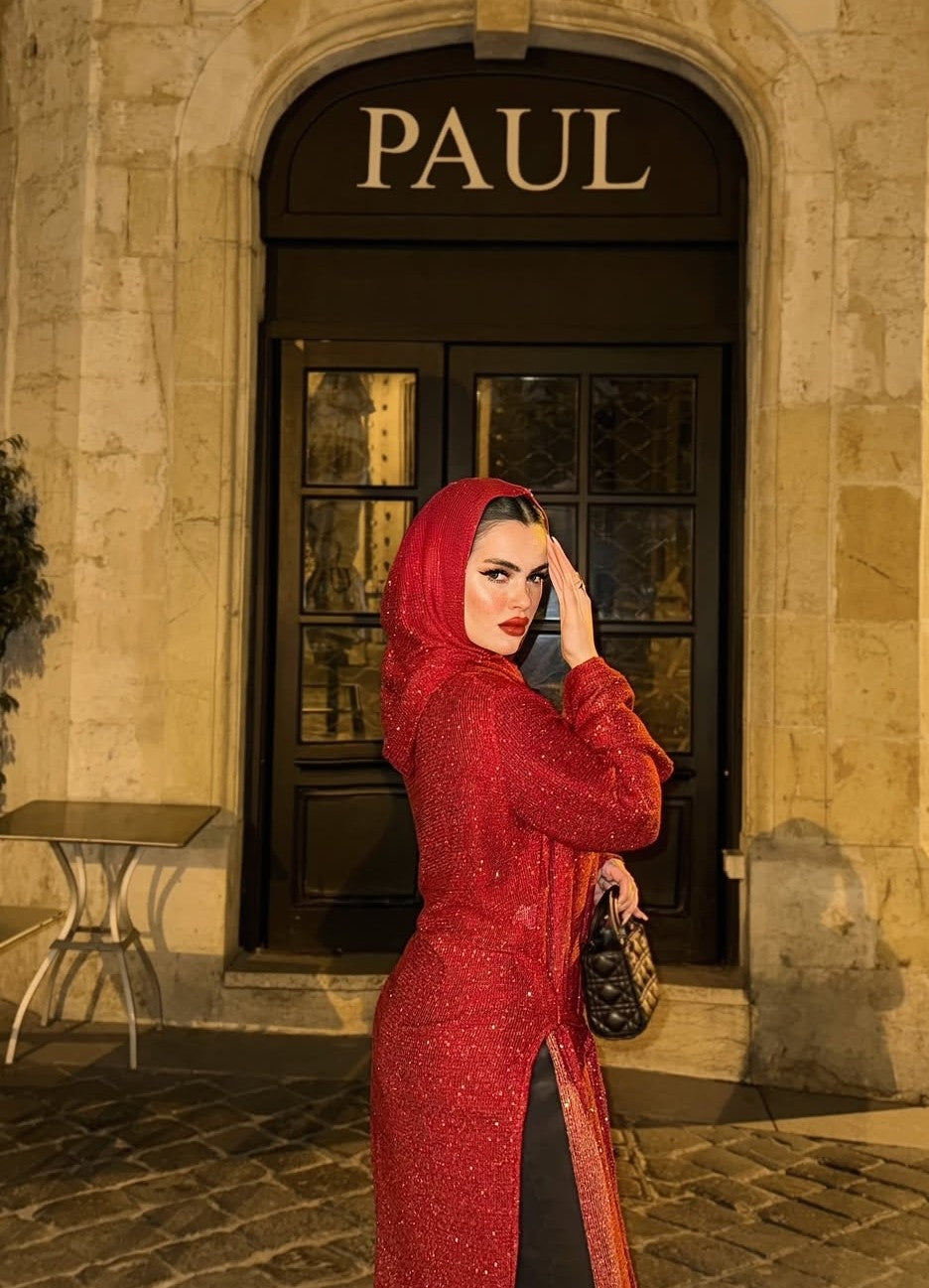 Red glittery maxi top