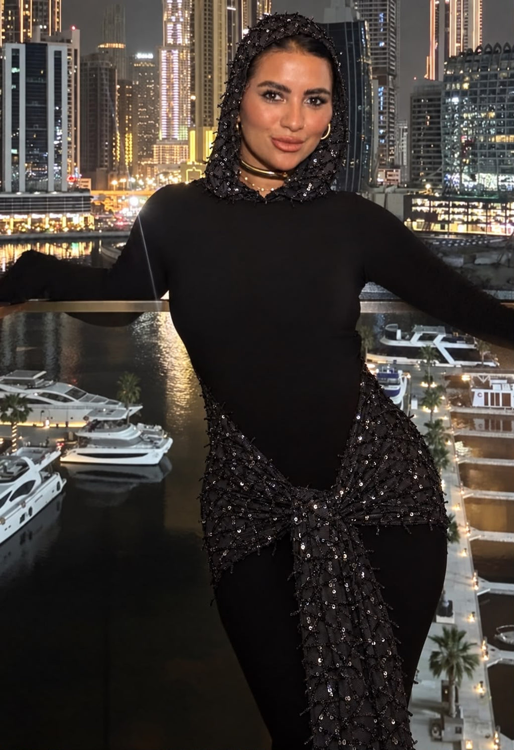 Midnight Bling Belt Dress