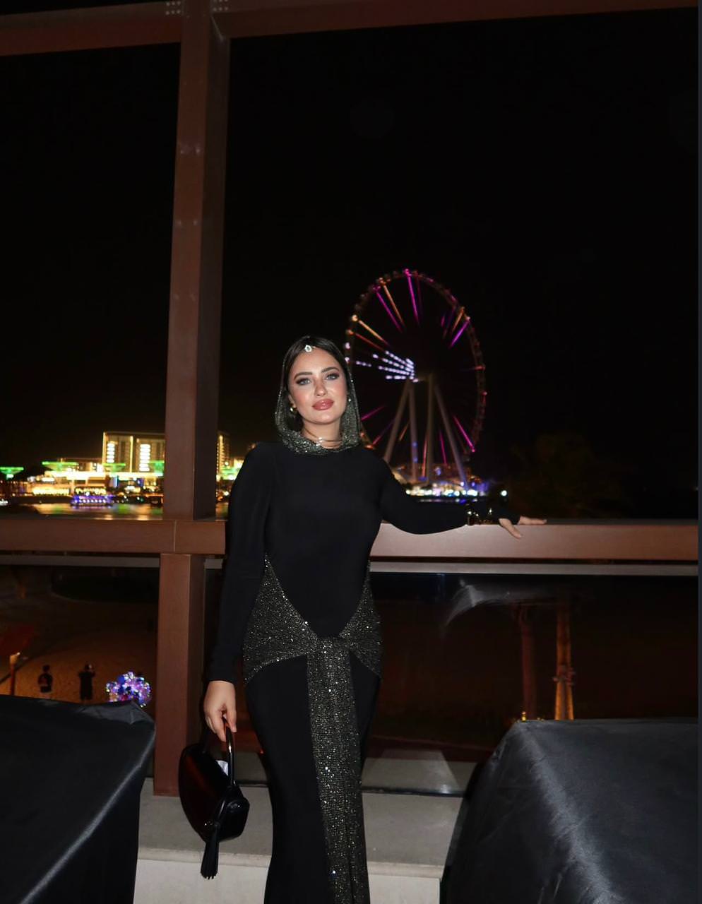 blingy hooded dress in black