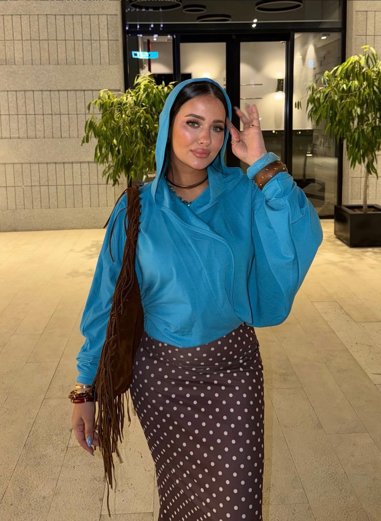 Hooded Top in Turquoise