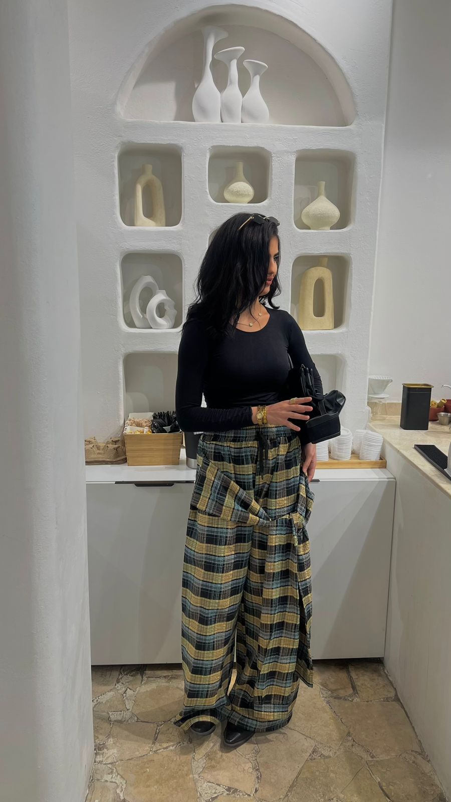 Carreaux Wrap Wide-Leg Pants