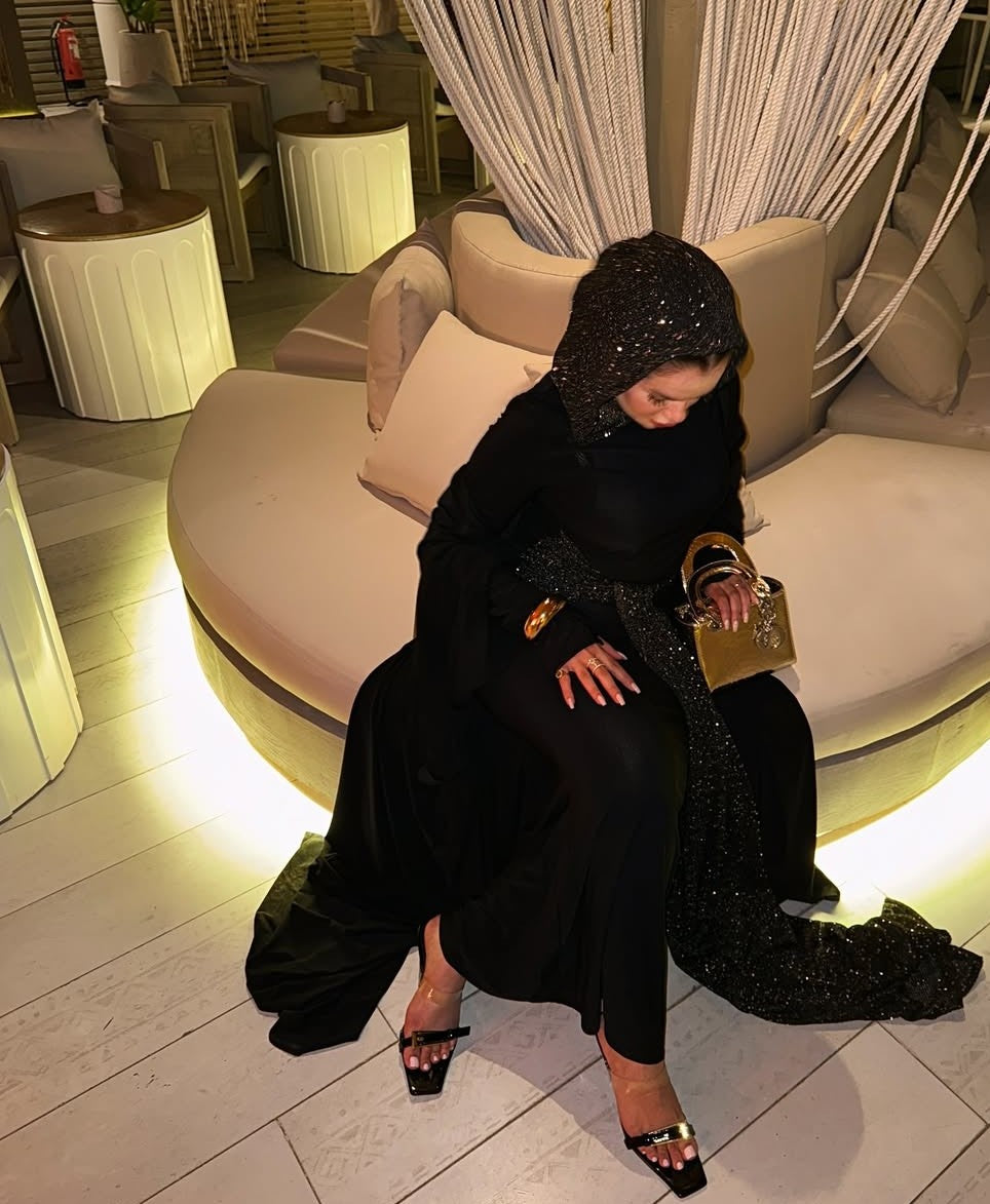 blingy hooded dress in black