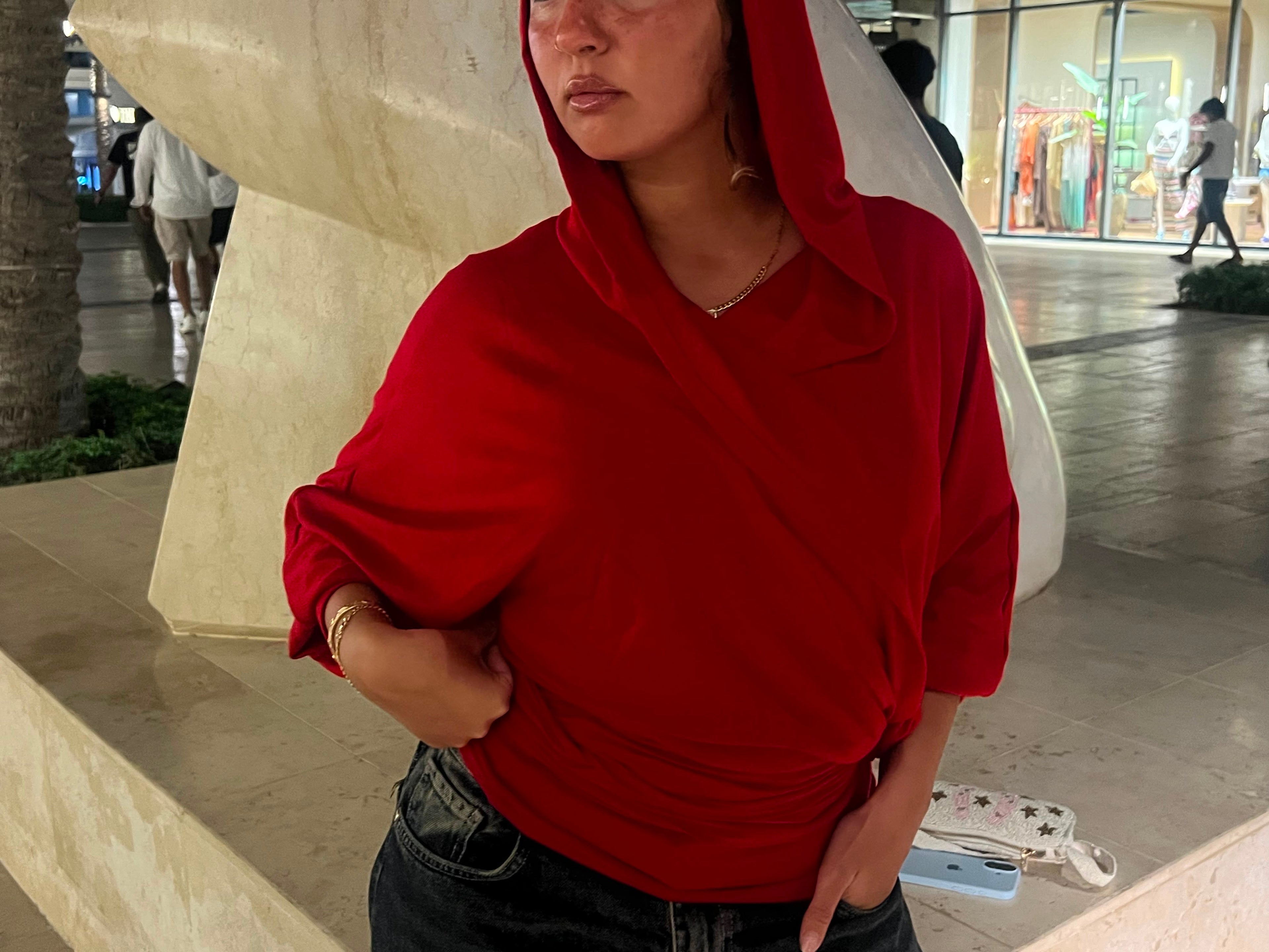 Hooded Top in Red