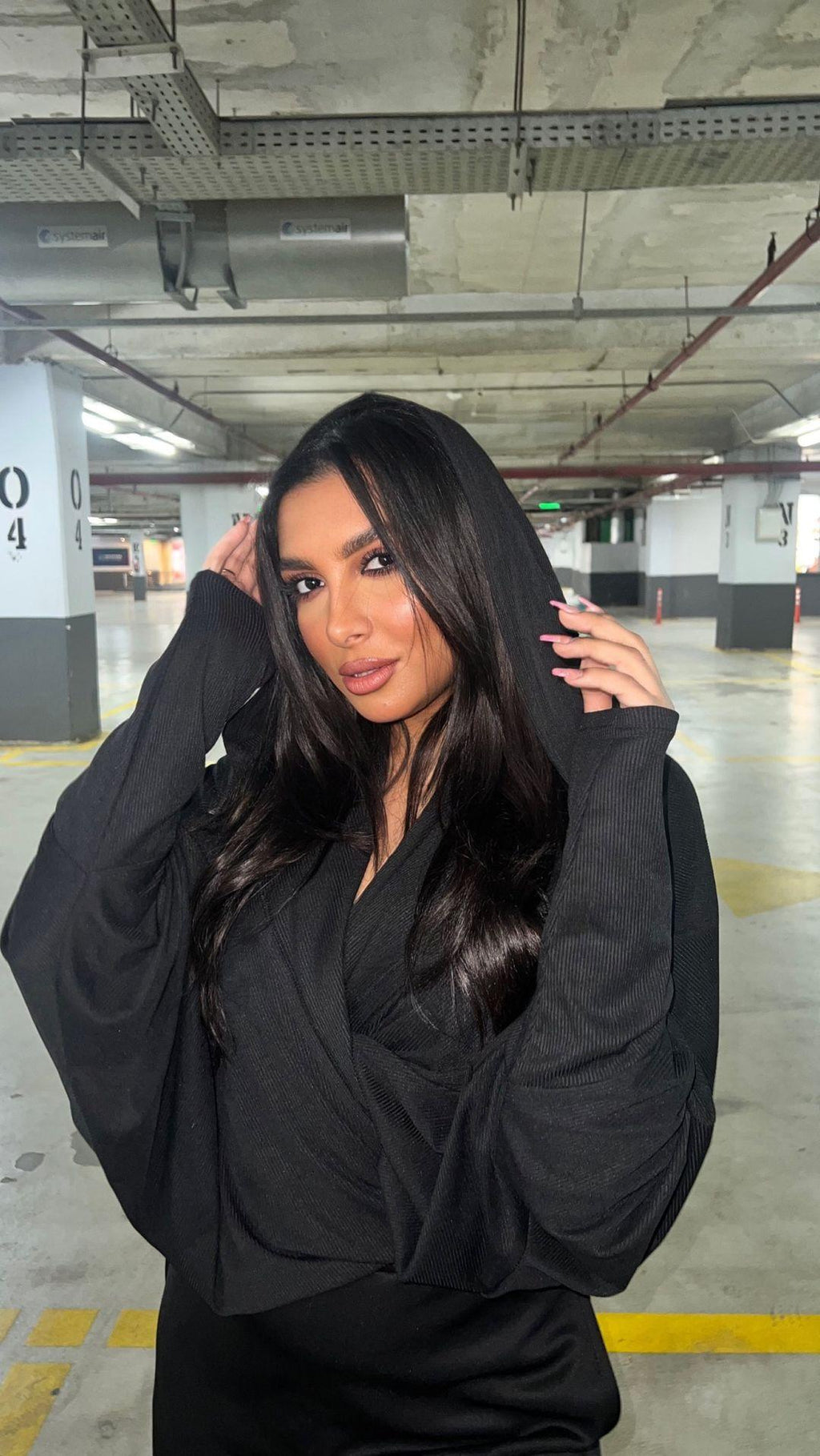 Hooded Striped Ribbed Top