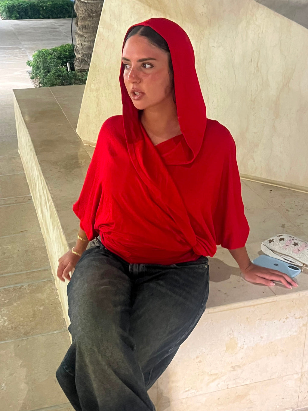 Hooded Top in Red