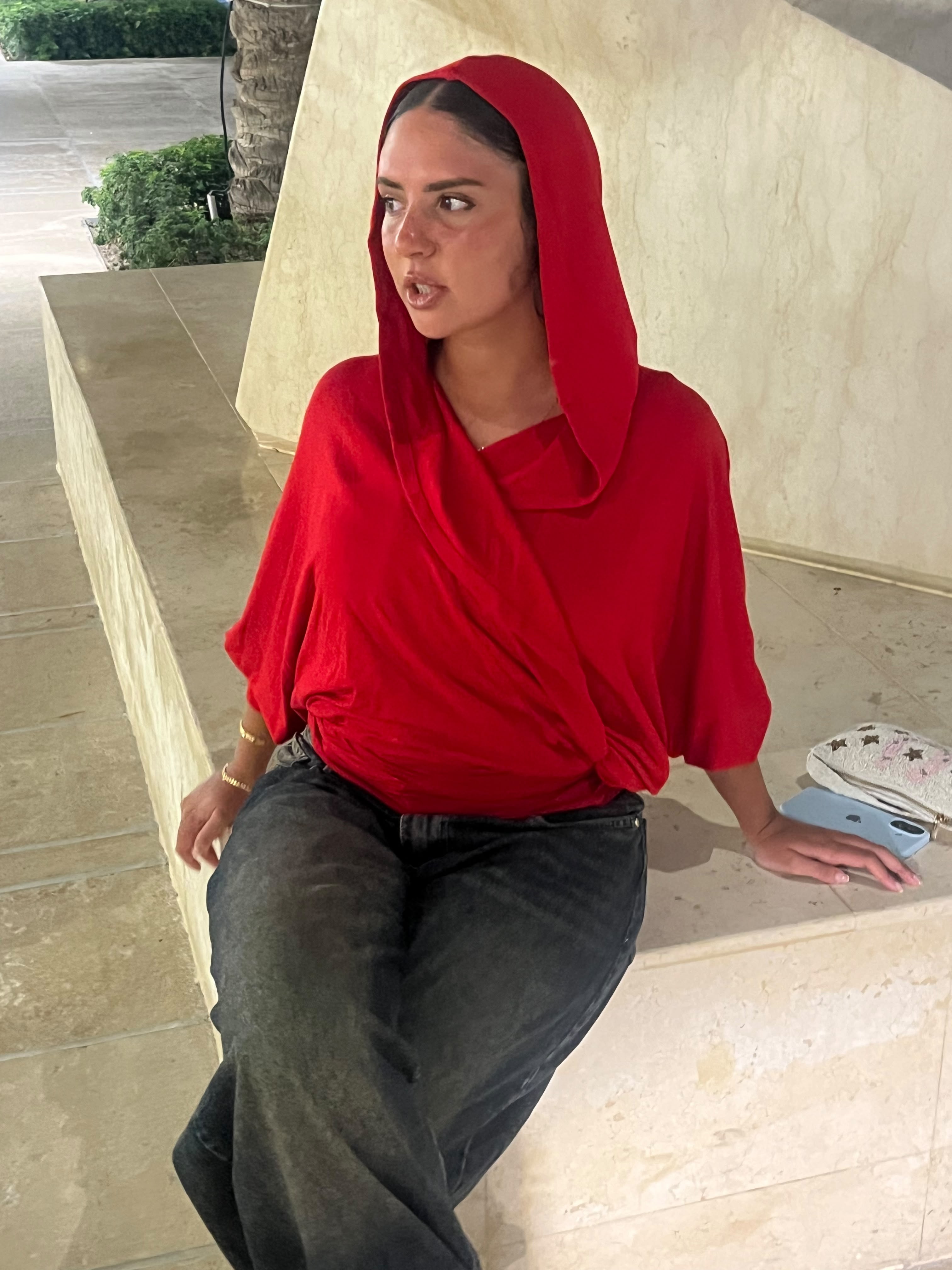 Hooded Top in Red
