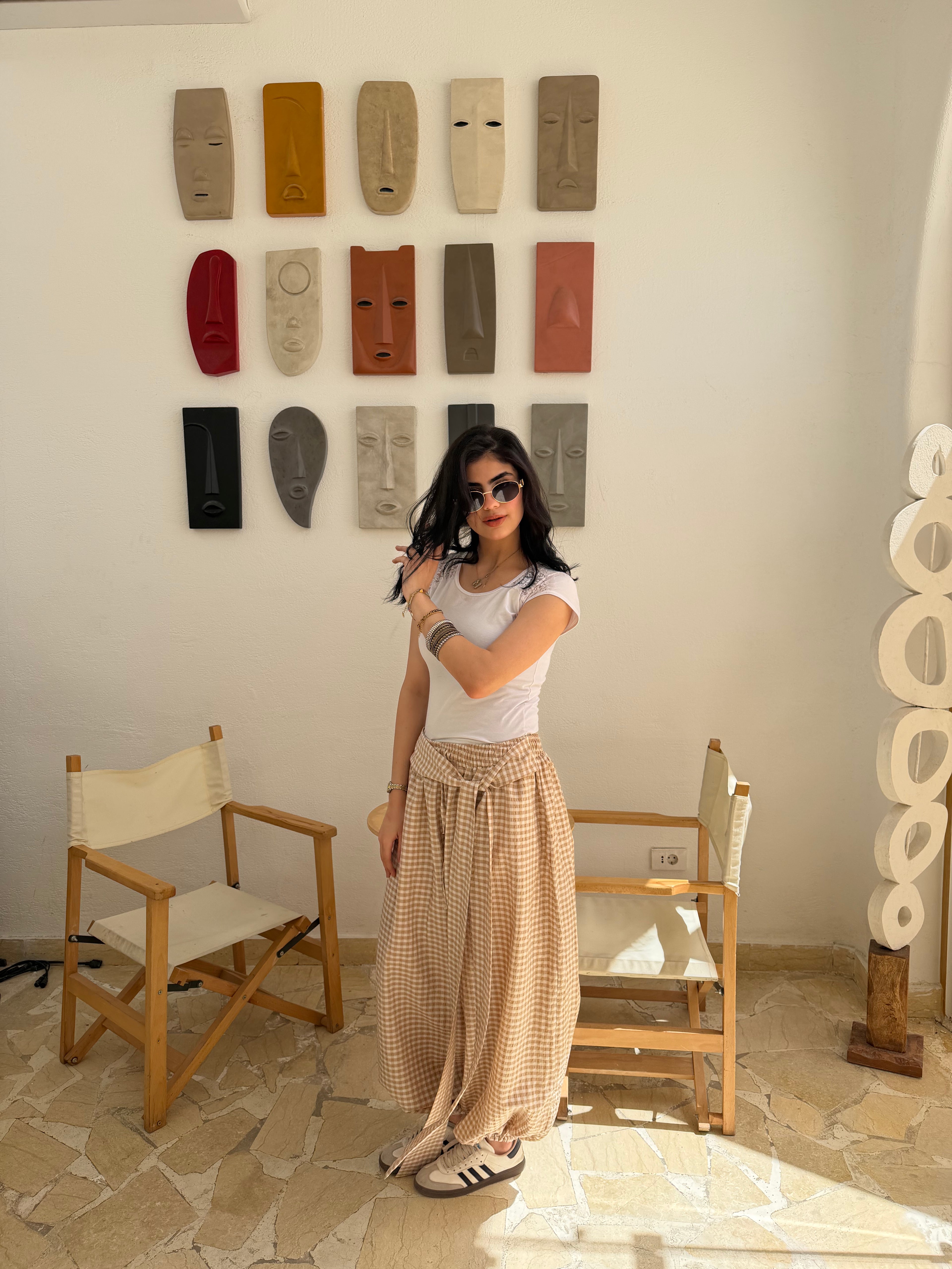 Balloon biege checkmate pant