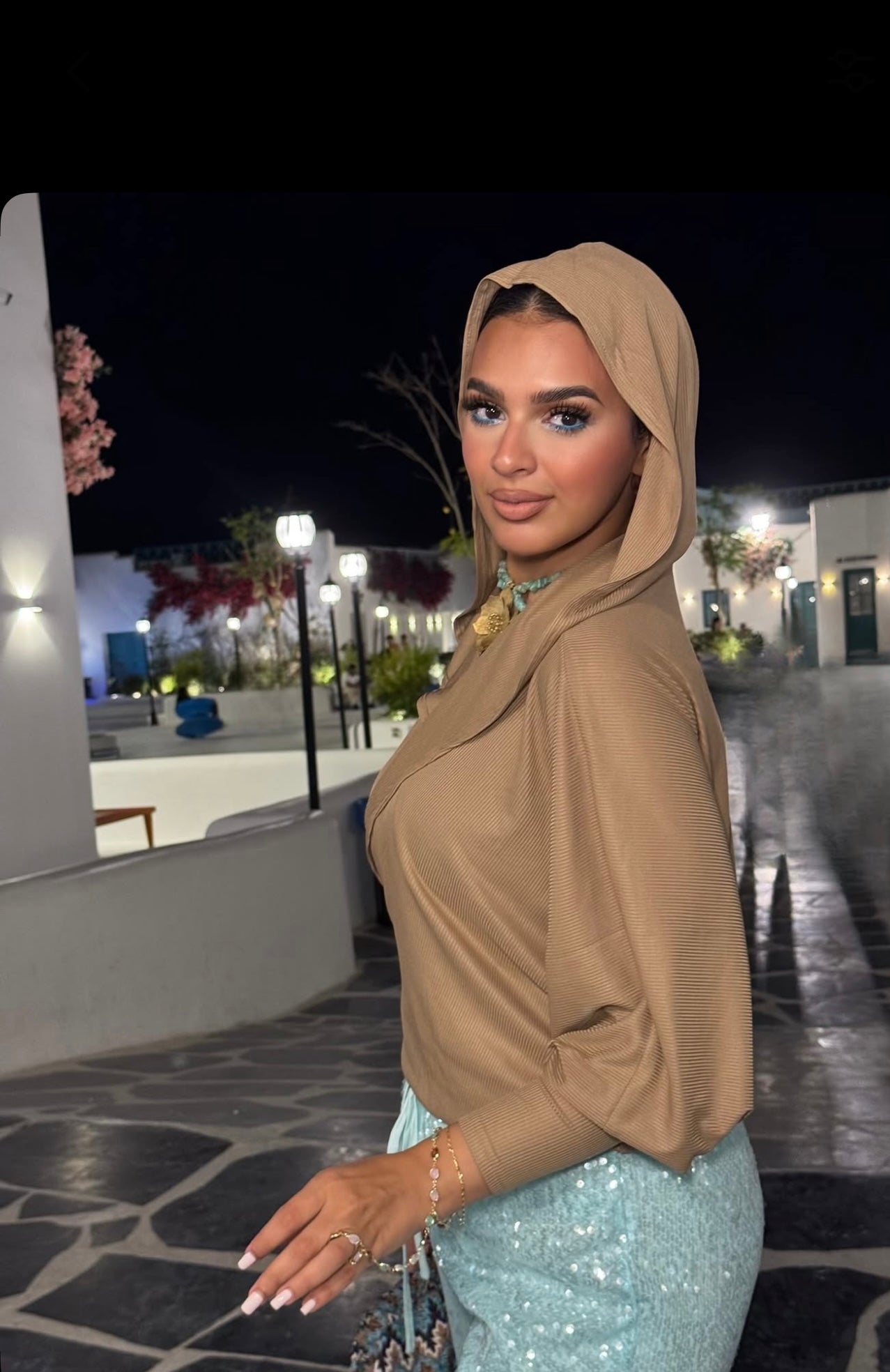 Hooded Striped Ribbed Top