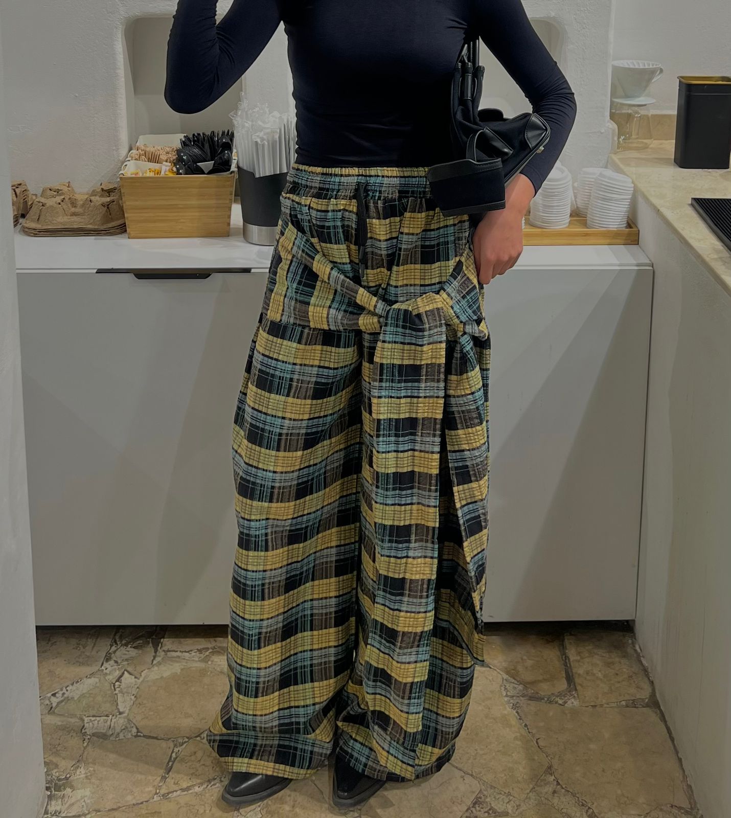 Carreaux Wrap Wide-Leg Pants