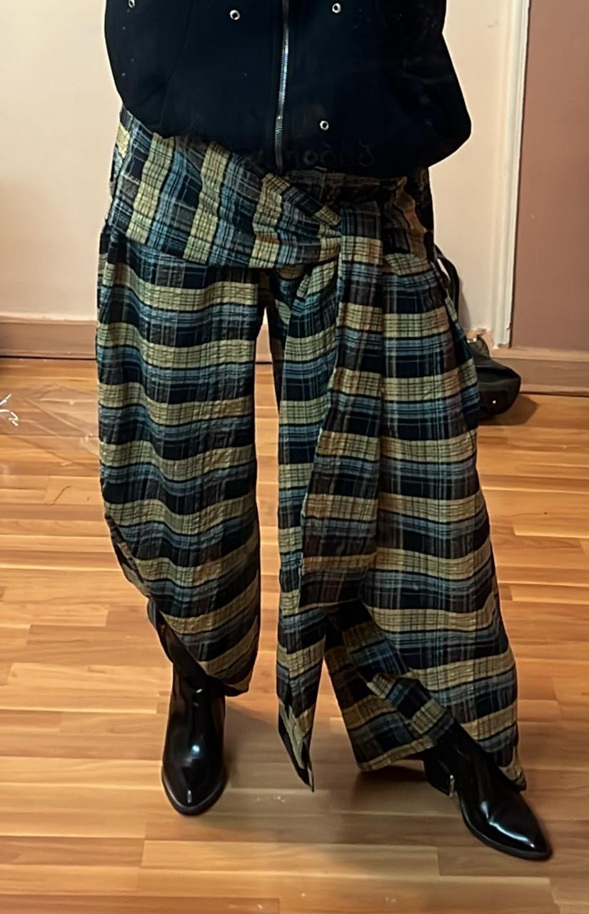 Carreaux Wrap Wide-Leg Pants