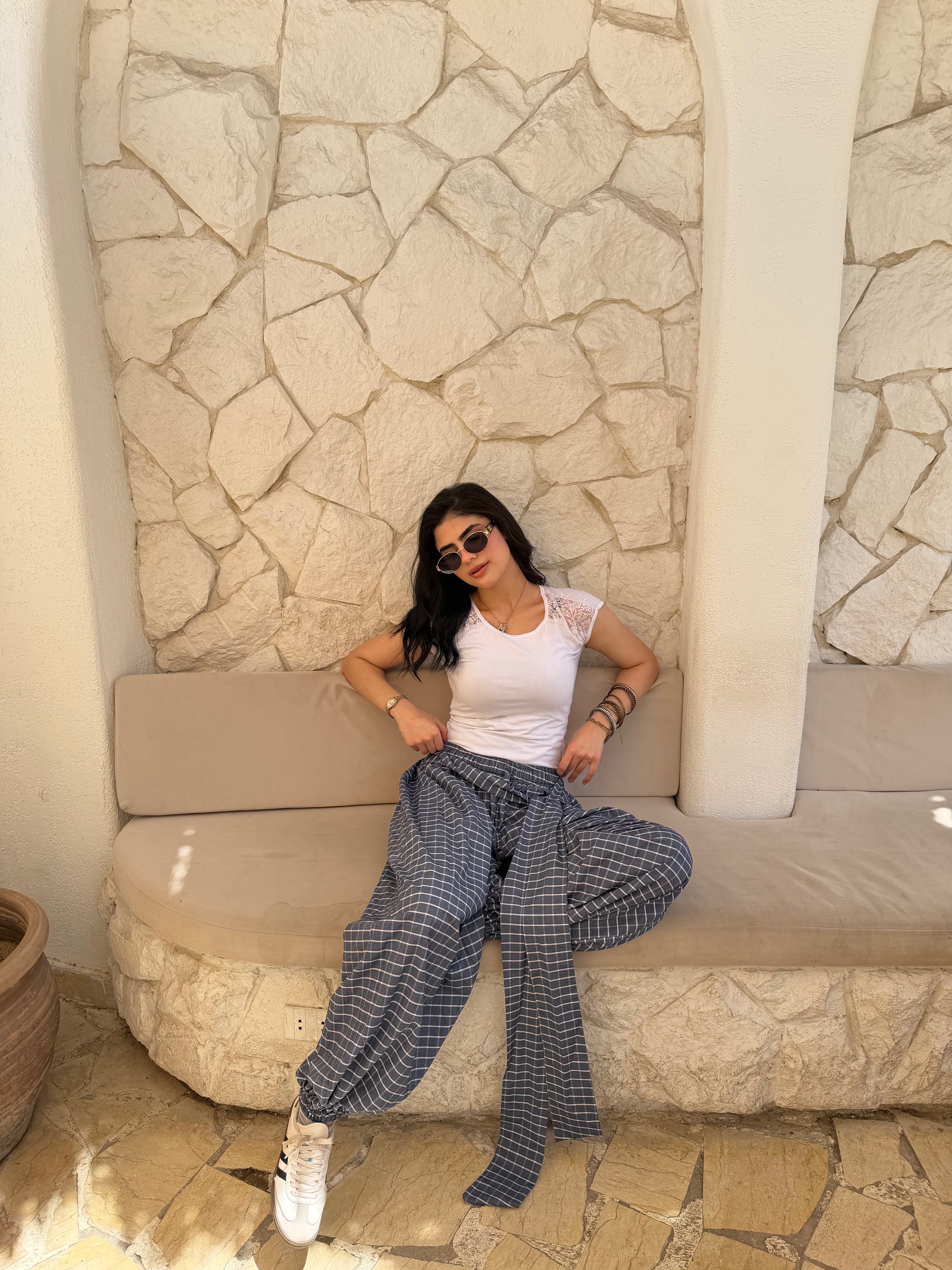 Balloon blue checkmate pants