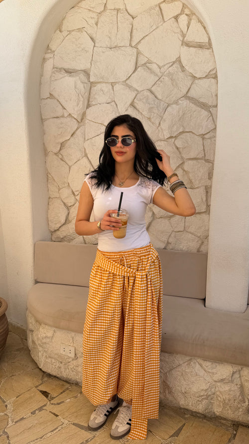 Balloon yellow checkmate pants