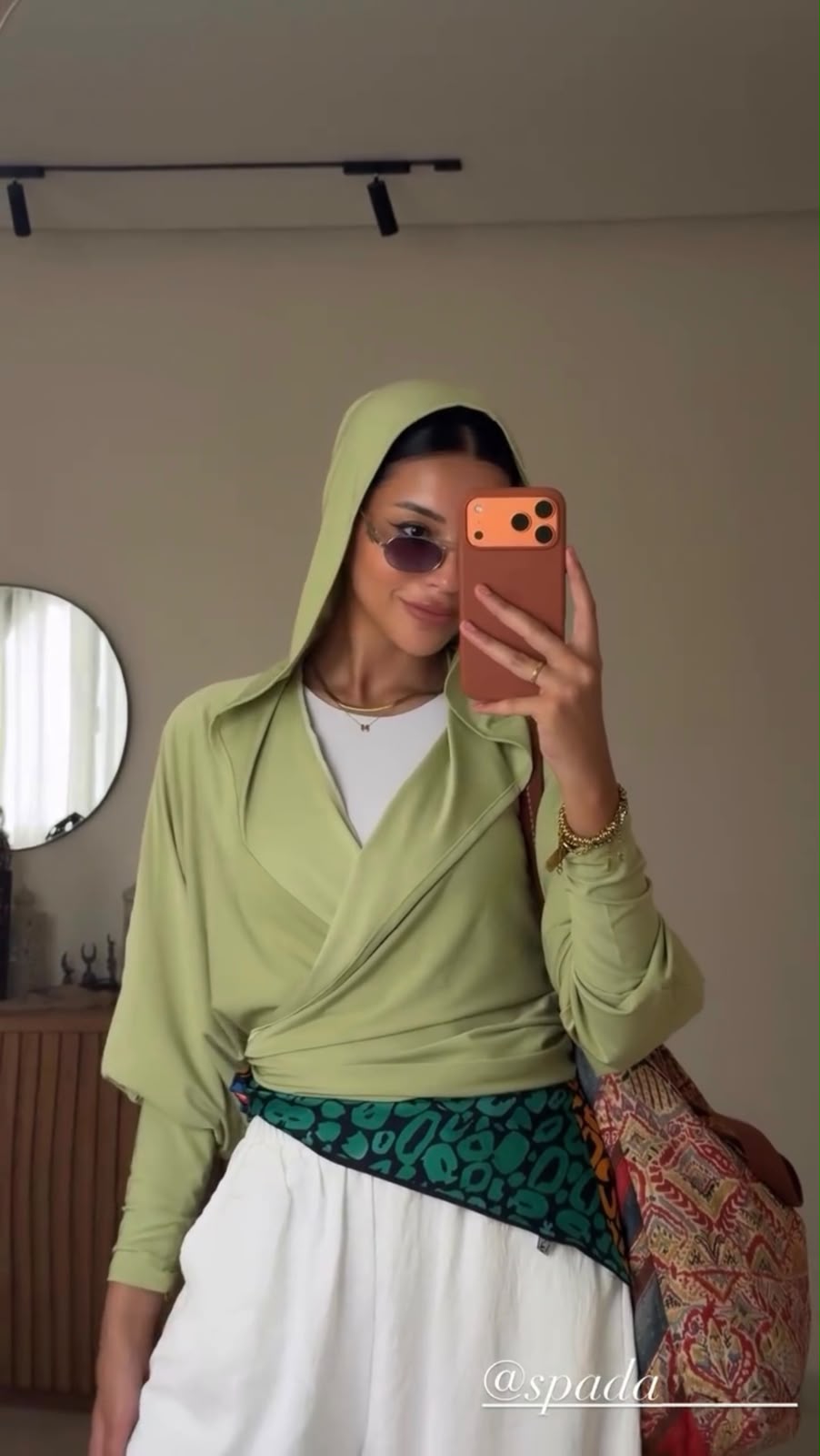 Hooded Top in Pastel Green