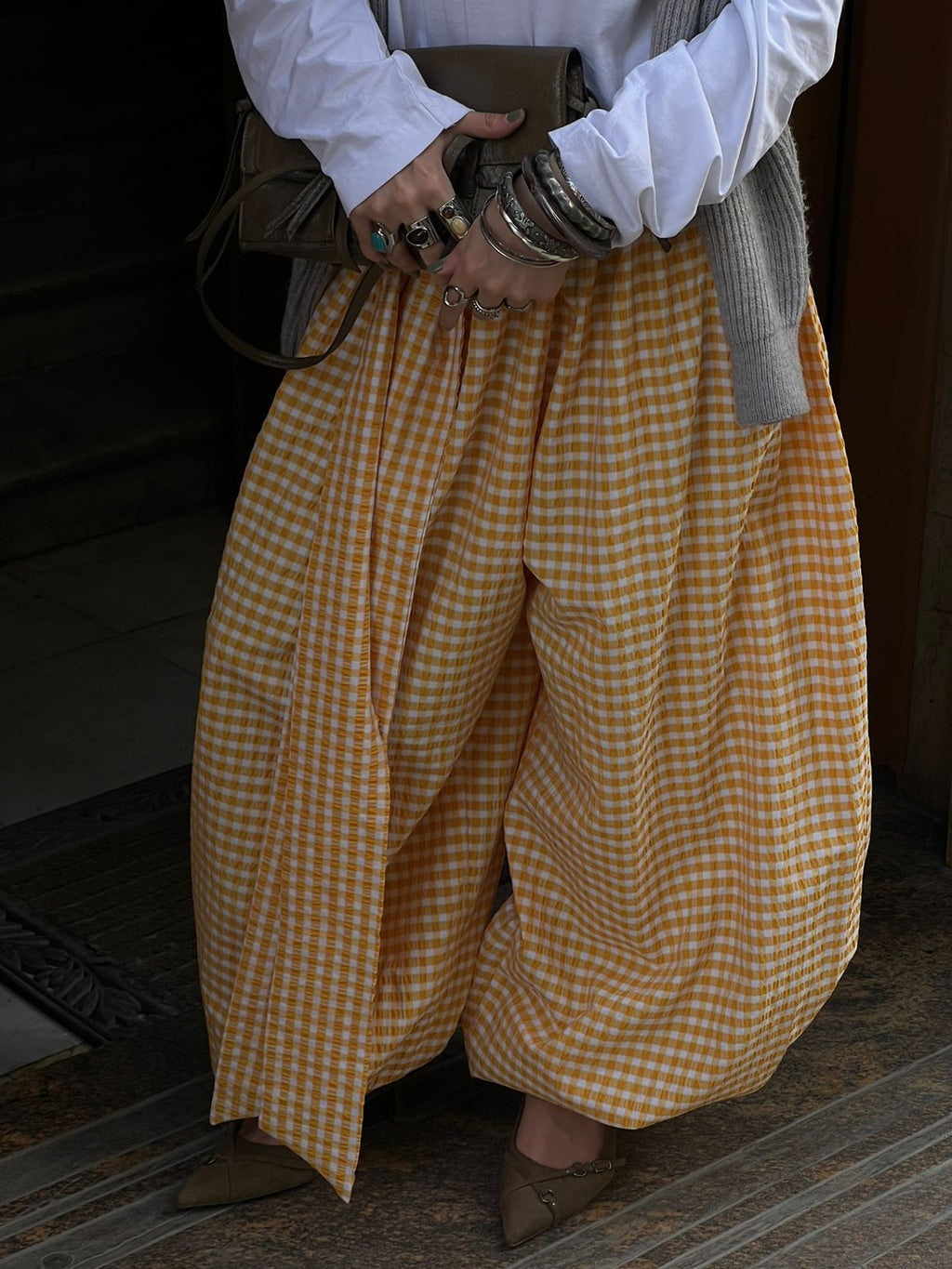 Balloon yellow checkmate pants
