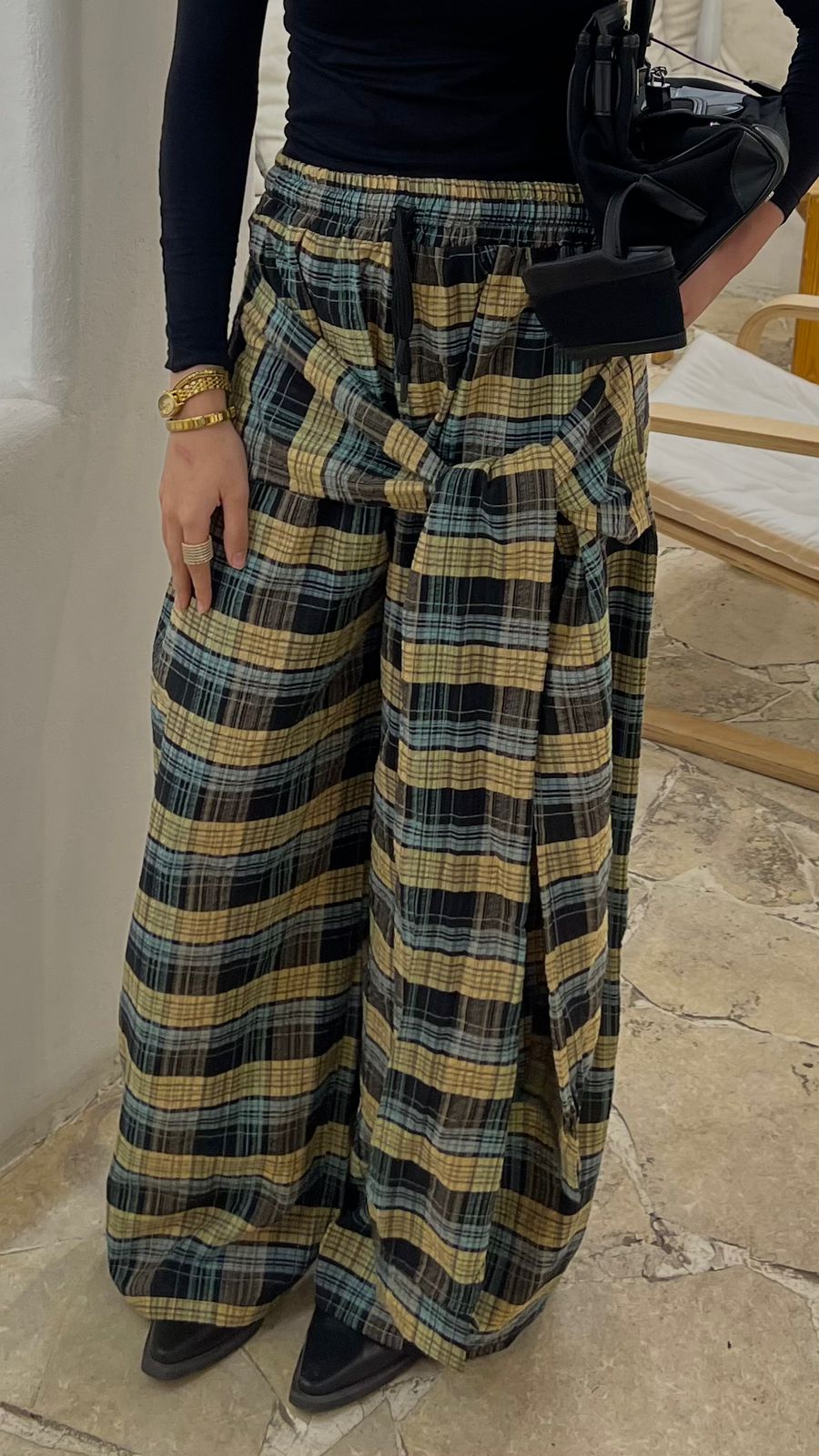 Carreaux Wrap Wide-Leg Pants