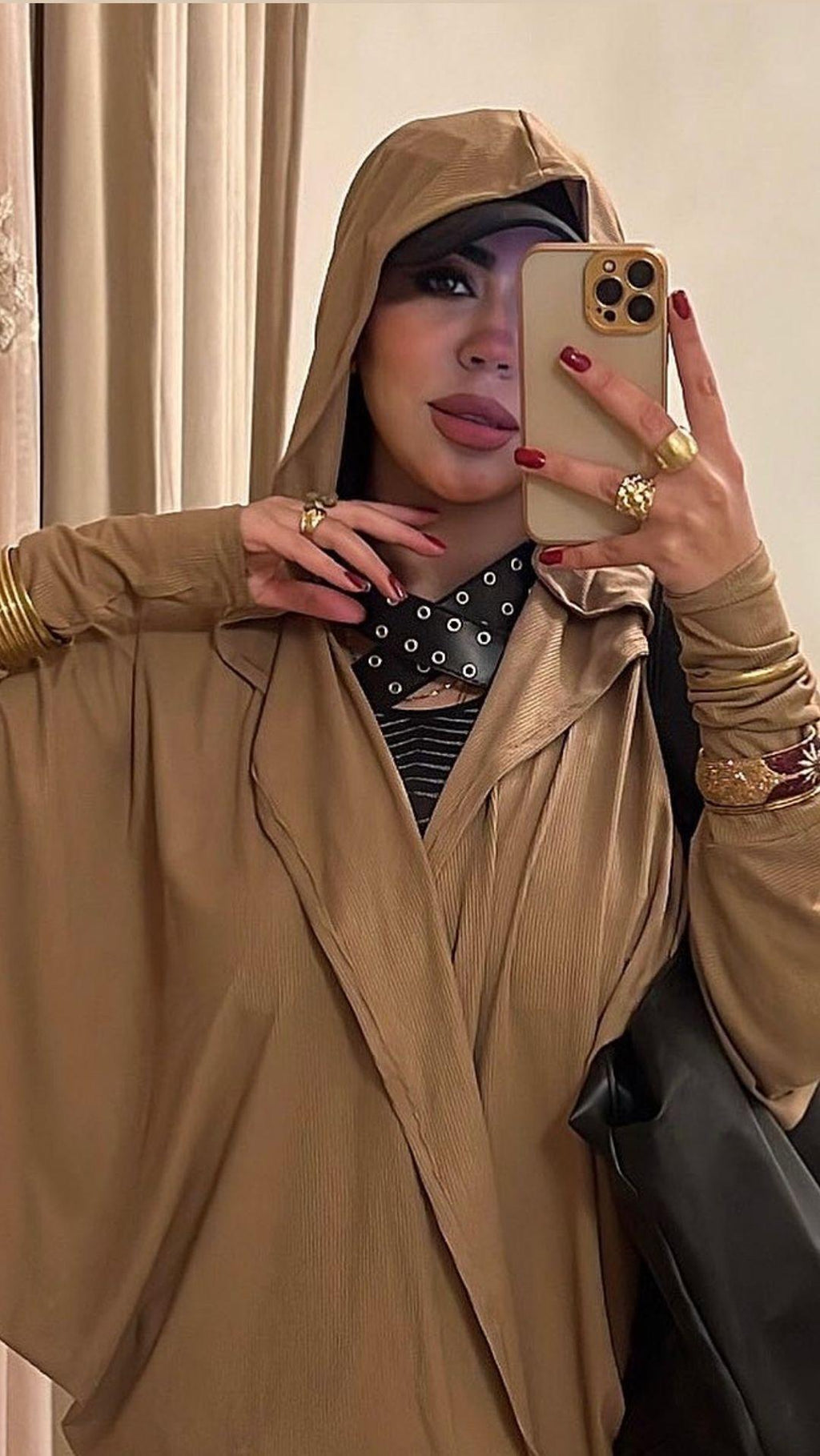 Hooded Striped Ribbed Top
